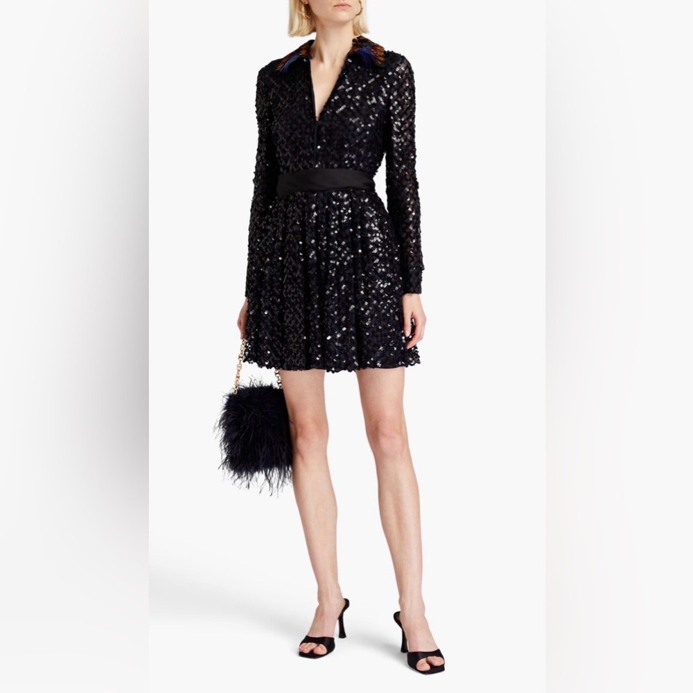 VALENTINO GARAVANI Embellished belted tulle mini dress size 40 US 4